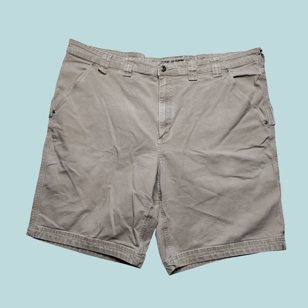 Duluth Trading Co Flex Fire Hose Shorts Mens 46 Beige 11" Inseam Work Canvas
